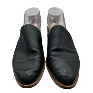Soludos Black Leather Venetian Mule Slip On Size 9